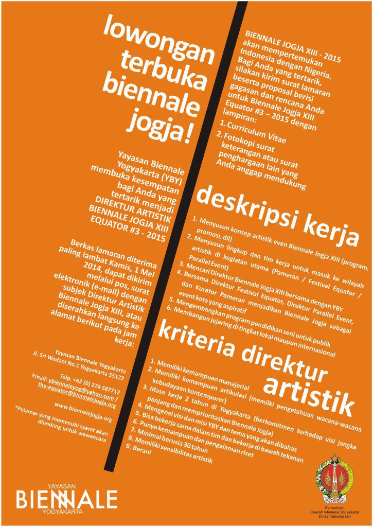 poster lowongan directur artistik biennale jogja 2015