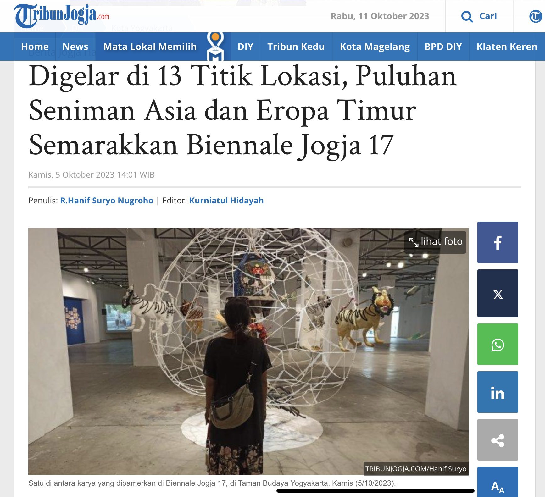 Biennale Jogja 17 dalam Tribun Jogja
